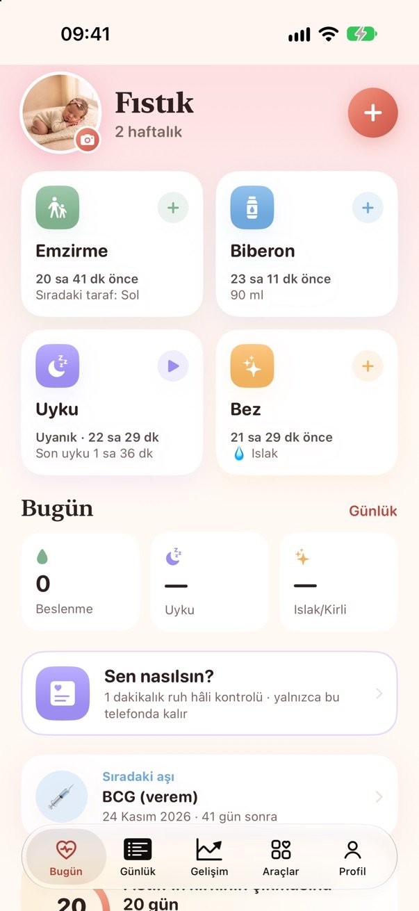 Bebek günlüğü ekranı