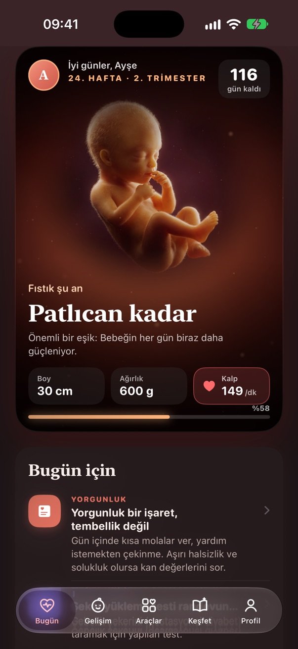 Koyu modda bugün ekranı